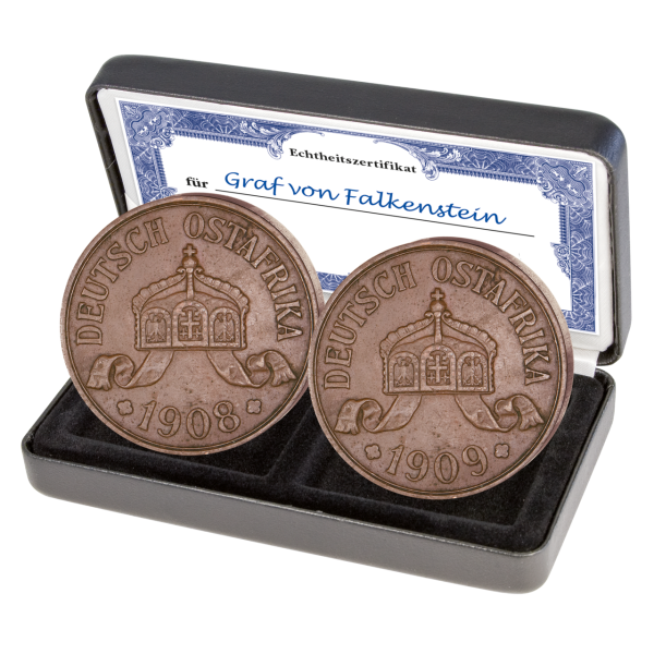 Deutsch Ost-Afrika, Komplett-Satz 5 Heller 1908 & 1909 (2 Mz.) - Satzbild