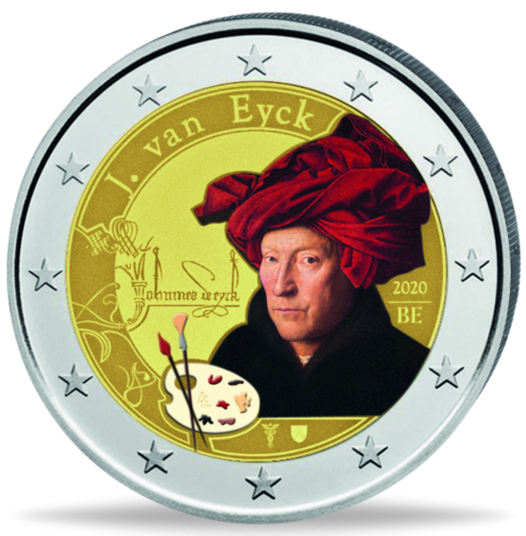 2 Euro Jan van Eyck Farbe - Vorderseite Münze