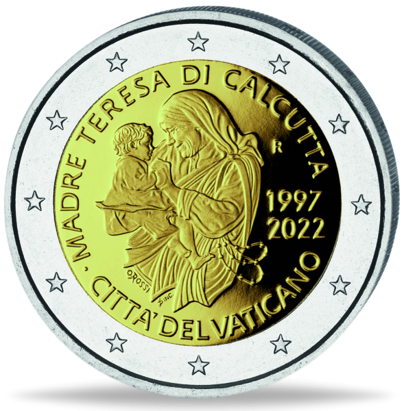 2 Euro Mutter Teresa - Vorderseite Münze