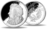 10 Euro Wolfgang Amadeus Mozart - Vorderseite Münze / 10 Euro Wolfgang Amadeus Mozart - Rückseite Münze 10 Euro Wolfgang Amadeus Mozart - Vorderseite Münze / 10 Euro Wolfgang Amadeus Mozart - Rückseite Münze