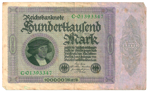Satz 100.000 & 5 Mark-Banknoten der Deutschen Wirtschaft - Vorderseite