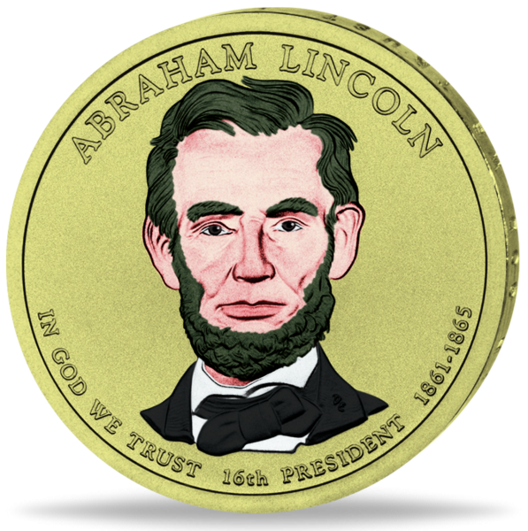 1 $ Lincoln Farbe - Münze Vorderseite