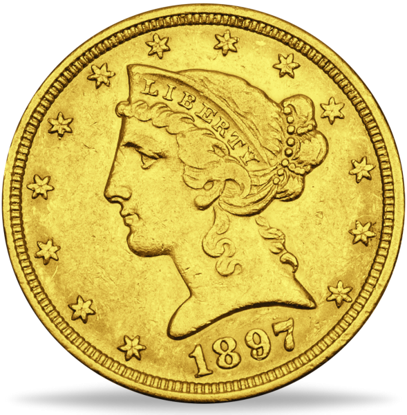 5 US-Dollars 1866-1908, Liberty Head Coronet mit Motto - Münze Vorderseite