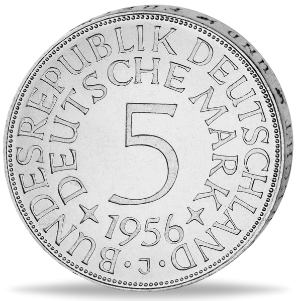 Deutschland, 5 DM Silbermünze 1956 J (J.387), Silberadler Münze Vorderseite