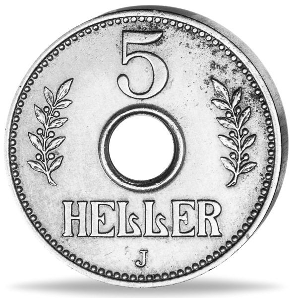 5 Heller mit Loch - Vorderseite Münze
