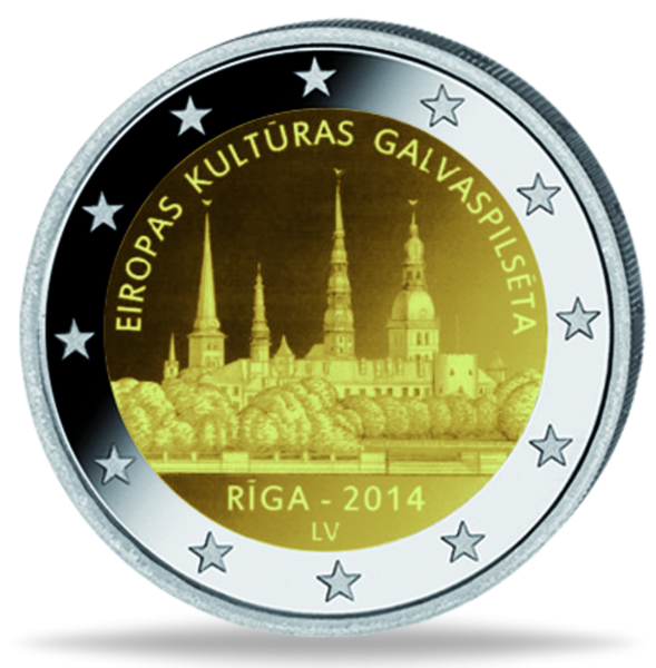 2 E Riga - Kulturhauptstadt - Münze Vorderseite