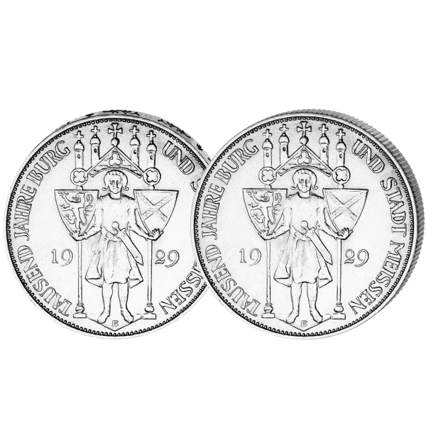 3 und 5 Reichsmark 1000 Jahre Meissen 1929 - Gruppenbild