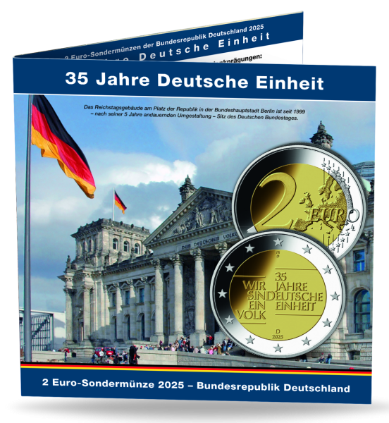 Deutschland, 5x 2 Euro 35 Jahre Deutsche Einheit, 2025, bfr., Prägestätte A-J, i