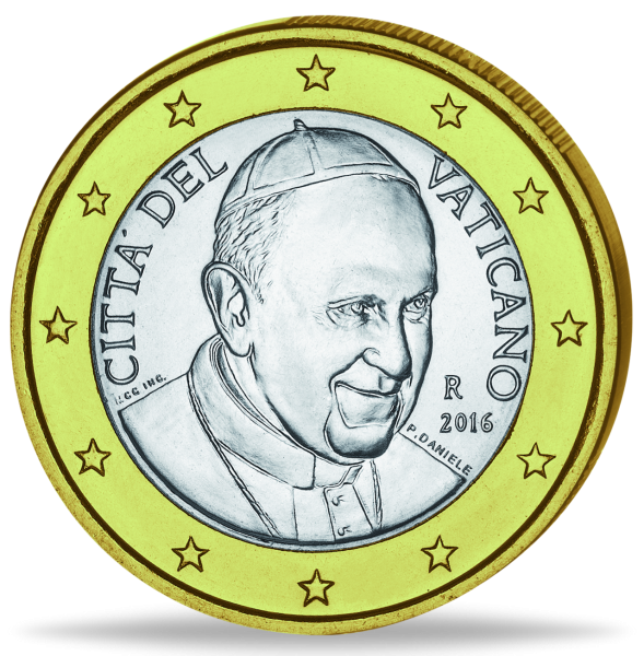Vatikan, 1 Euro, Papst Franziskus, 2016, bfr. - Münze Vorderseite