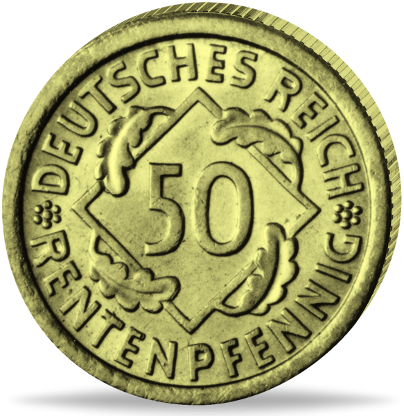 50 Pfg Rentenpfennig  1923-24 - Münze Vordereseite