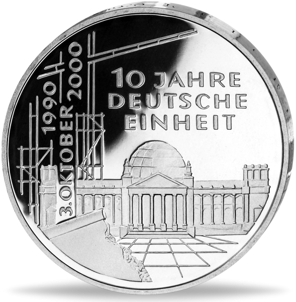 10 Deutsche Mark 2000, 10 Jahre Deutsche Einheit - Vorderseite deutsche Münze