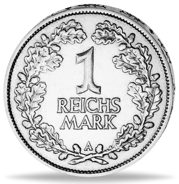1 Reichsmark Eichenlaub - Jaeger 319 Silber - Münze Vorderseite
