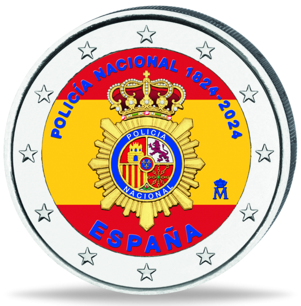 Spanien, 2 Euro 200 Jahre Polizeikorps, mit Farbapplikation - Münze Vorderseite