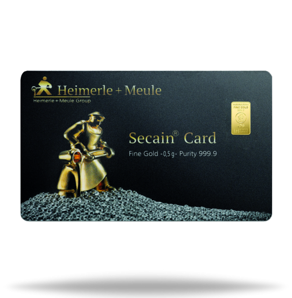 Secain Card 0,5 Gramm Goldbarren Heimerle und Meule - Card Vorderseite
