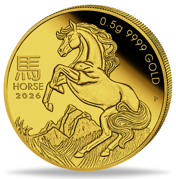 2 Dollar 'Lunar III. Jahr des Pferdes', 0,5 g Gold - 2026 - Münze Vorderseite