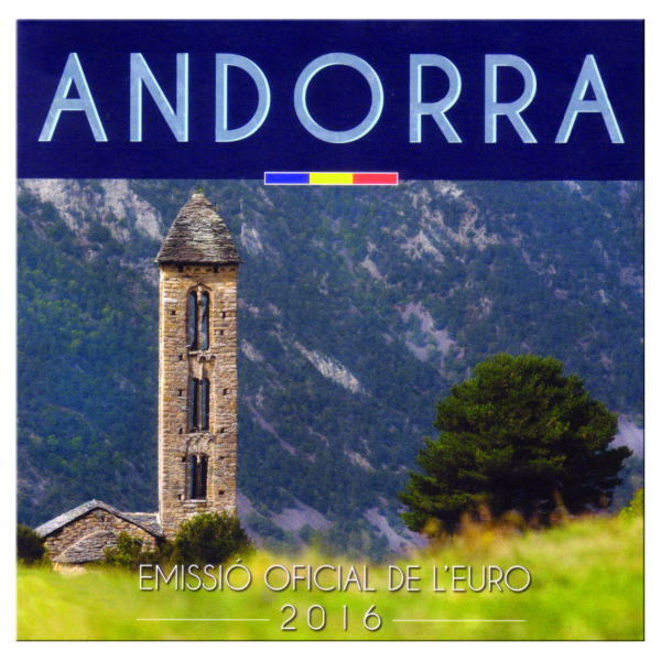 Andorra, 3,88-Euro-Kursmünzensatz 2016 - Folder Vorderseite