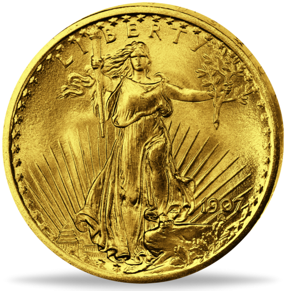 USA, 20 Dollar St. Gaudens 1907, Double Eagle (mit Motto) - Münze Vorderseite