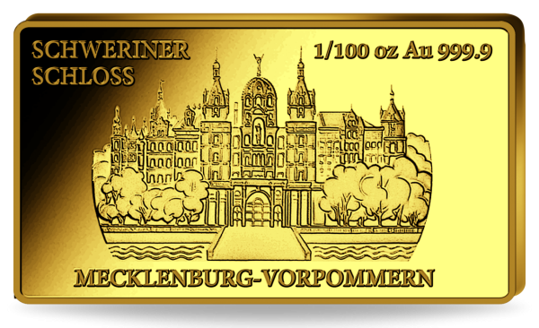 1/100 Unze Schweriner Schloss Vorderseite Barren