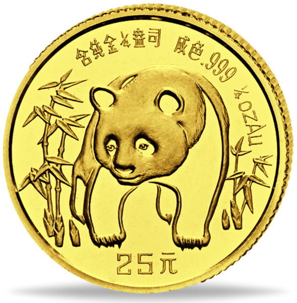China 25 Yuan 1/4 Unze Gold 1986 - Vorderseite Münze