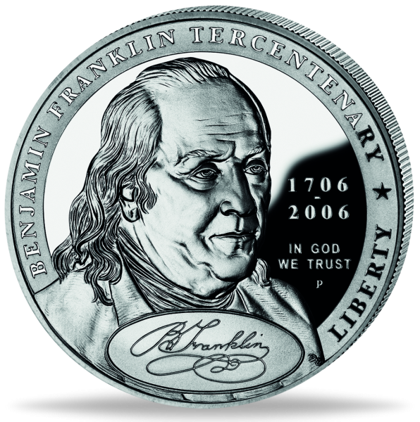 1 US Dollar Benjamin Franklin - Portrait - 2006 Silber - Münze Vorderseite