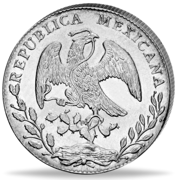 Mexiko, 8 Reales 1825-1897, Freiheitsmütze - Silber - Münze Rückseite