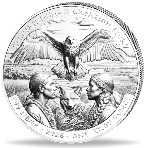 USA, 1 Dollar Salinan Indian Creation Story 2026, 1 Unze Ag - Münze Vorderseite