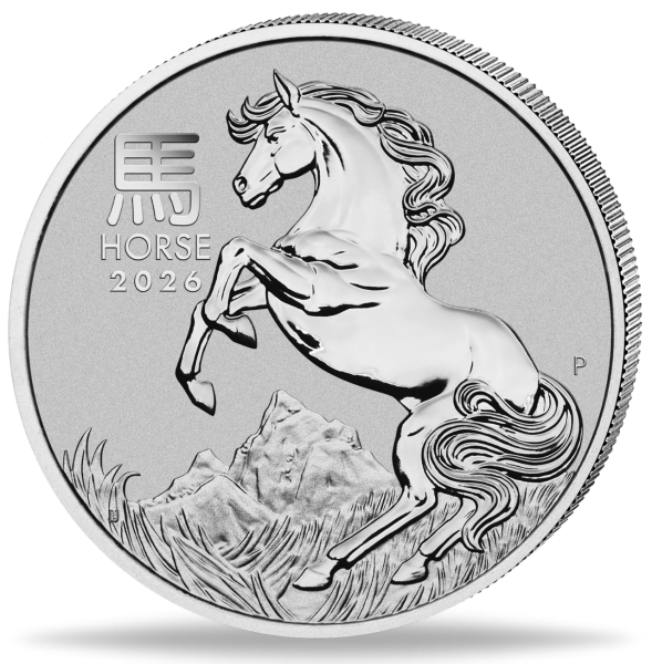 Australien 15 Dollar Jahr des Pferdes 1/10 Unze Platin 2026 - Münze Vorderseite
