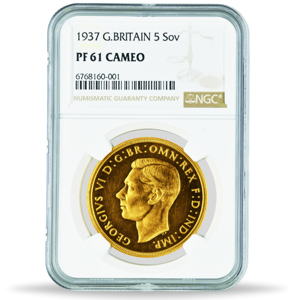 5 Pfund 1937, König George VI., NGC PF-61, PP – Münze Slab Vorderseite