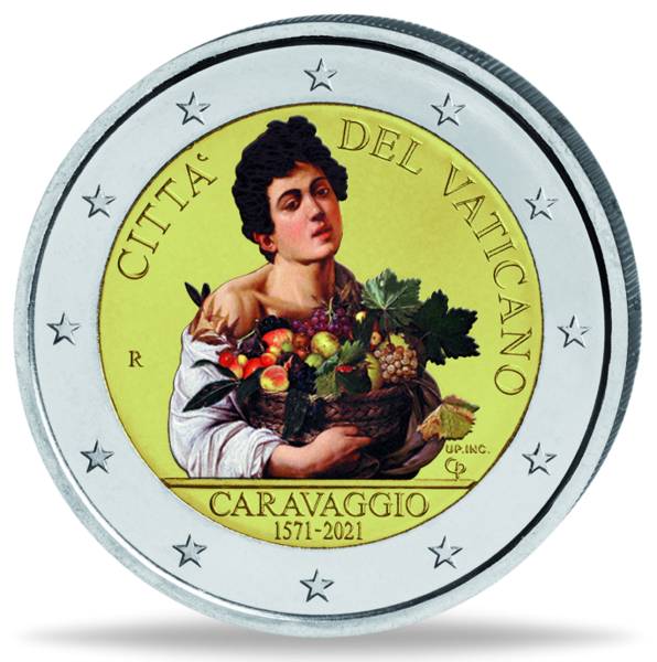 2 Euro Caravaggio Farbapplikation - Münze Vorderseite