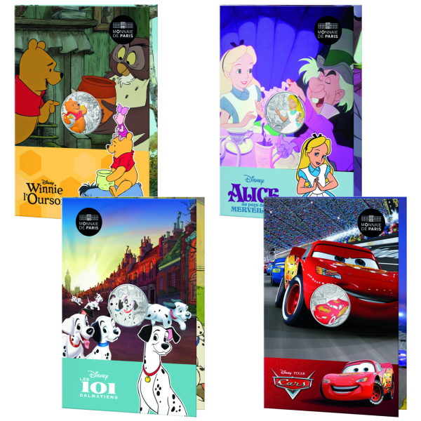 Frankreich, 4x 10 Euro Disney Classics, 2026, Silber, st, mit Farbapplikation