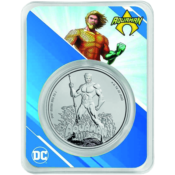 5 Dollar DC Aquaman_1oz - Verpackung Vorderseite