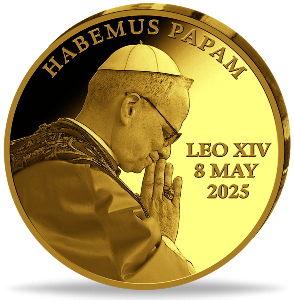 Papst Leo XIV. Habemus Papam Gold - Münze Vorderseite