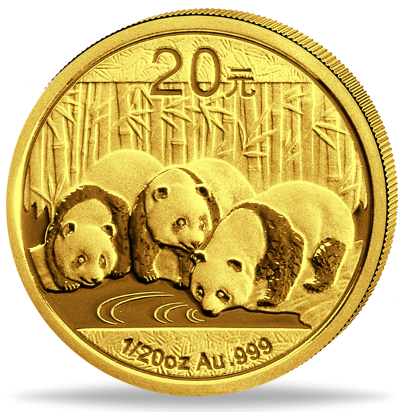 China, 20 Yuan Panda 1/20 Unze Gold - 2013 - Münze Vorderseite