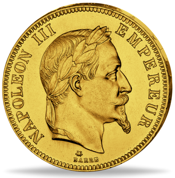 50 Französische Francs Napoleon III. mit Kranz - Vorderseite Münze
