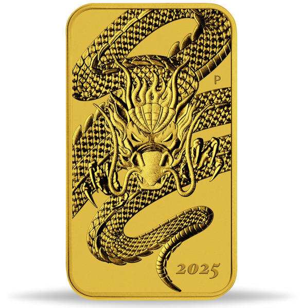Australien 100 AUS-Dollar Rectangle Dragon 1 Unze Gold 2025 - Münze Vorderseite