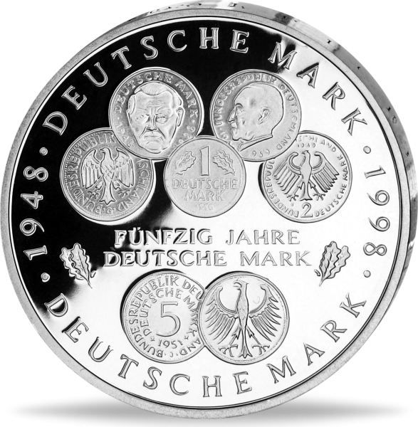 10 DM 1998, 50 Jahre Deutsche Mark - Vorderseite deutsche BRD Münze