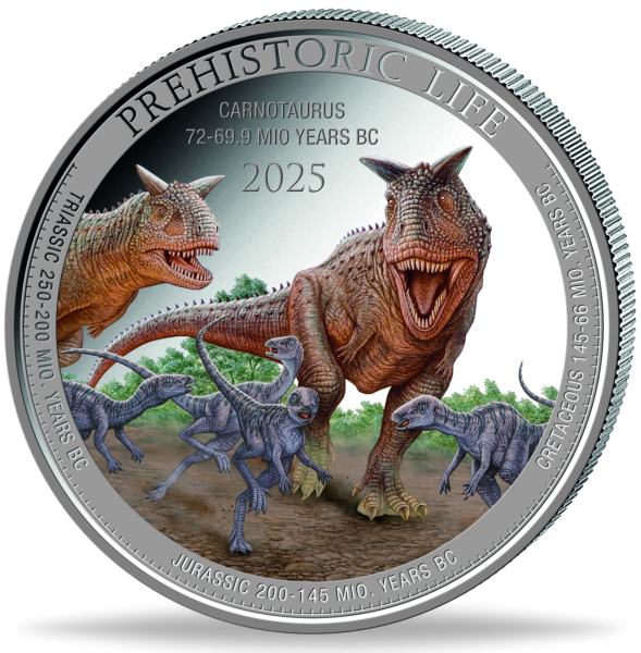 01790345 ^ 2025 ^ - ^ 20 ^ Farbapp ^_20Fr_1oz_Carnotaurus_Ag_Farbapplikation_VS