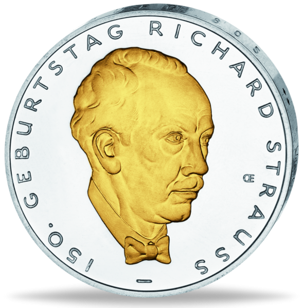 10 Euro 150. Geburtstag Strauss 2014 - Goldveredelt - Münze Vorderseite