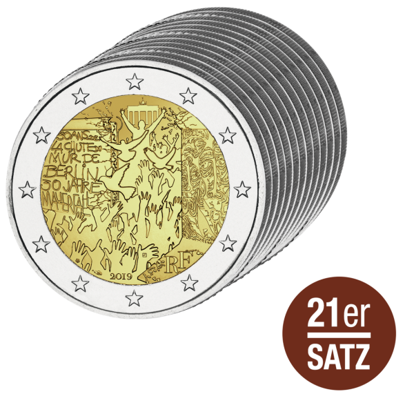 Frankreich, 21x 2 Euro-Gedenkmünzen, 2008-2024, bfr.