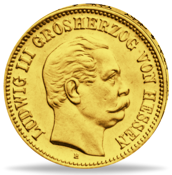 Hessen 10 Mark „Großherzog Ludwig III.“ 1876 - Gold - Münze Vorderseite