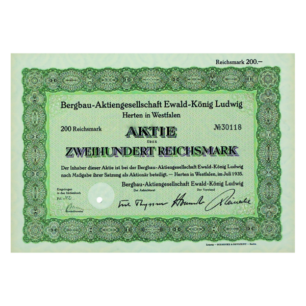 200 Reichsmark Bergbau AG Herten - Banknote Vorderseite
