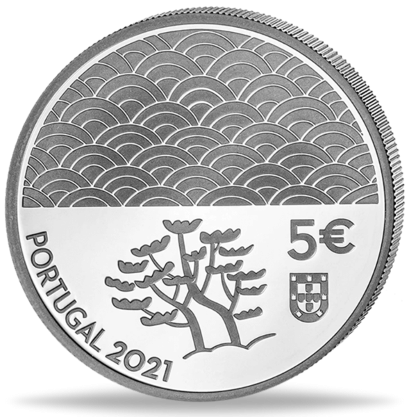 Portugal und Japan Lack Malerei Silber - Münze Rückseite