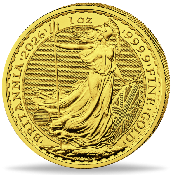 Großbritannien 100 Pfund Britannia 1 Unze Gold 2026 - Münze Vorderseite