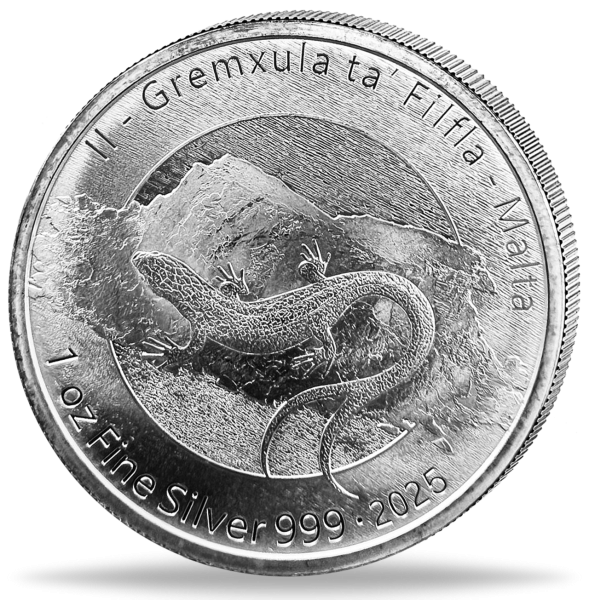 5 Euro Malta Eidechse 1 Unze Silber - Münze Vorderseite