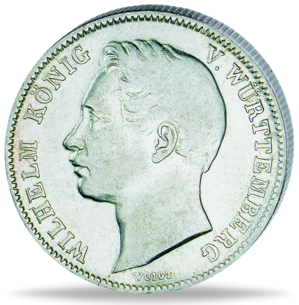 Königreich Württemberg 1/2 Gulden Wilhelm I. - Vorderseite silbermünze