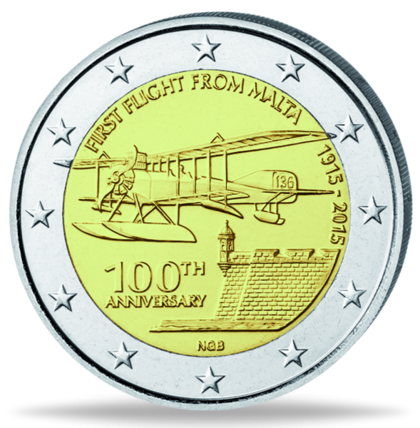 100 Jahre Erstflug von Malta - Münze Vorderseite