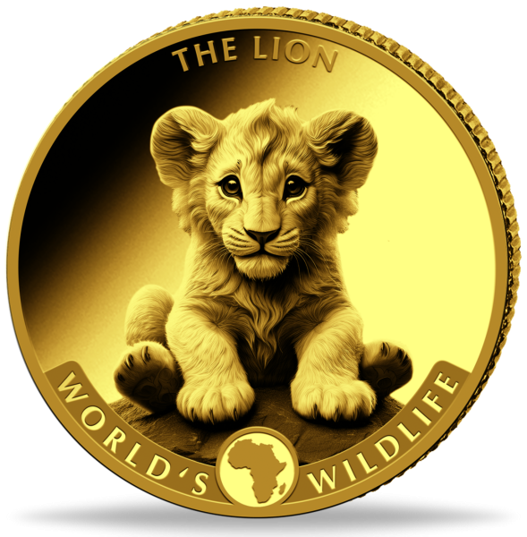 10 Francs Löwe - Worlds Wildlife 0,5 g Gold - Münze Vorderseite