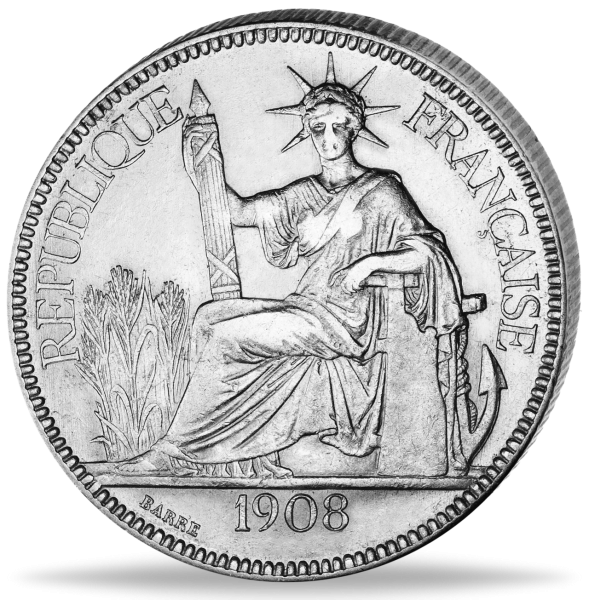 Französisch-Indochina, Handelspiaster - Silber - Münze Vorderseite
