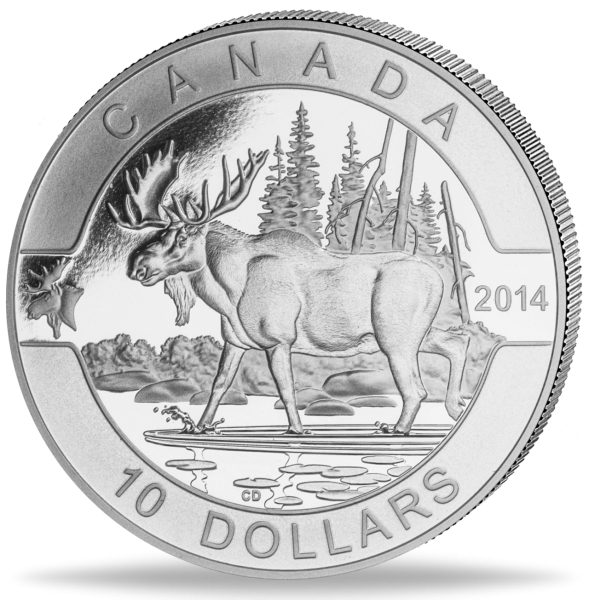 10 Kanadische Dollar 2014, Elch - Vorderseite Münze