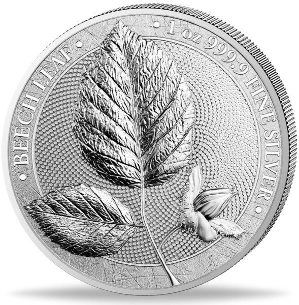 5 Mark Buchenblatt 1 Unze Silber - Münze Vorderseite